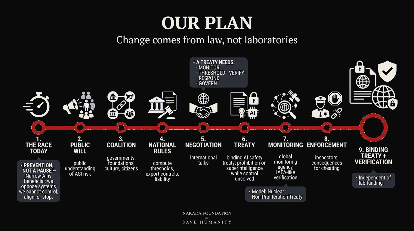 Infographic: Our Plan subway map from the race today to a binding treaty and verification